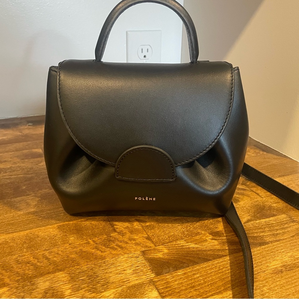 Polene Numero Un Nano Black Leather Handbag